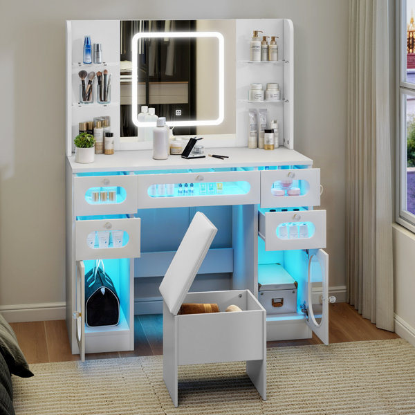 Metro Lane 108Cm W Dressing Table With Mirror Wayfair.co.uk